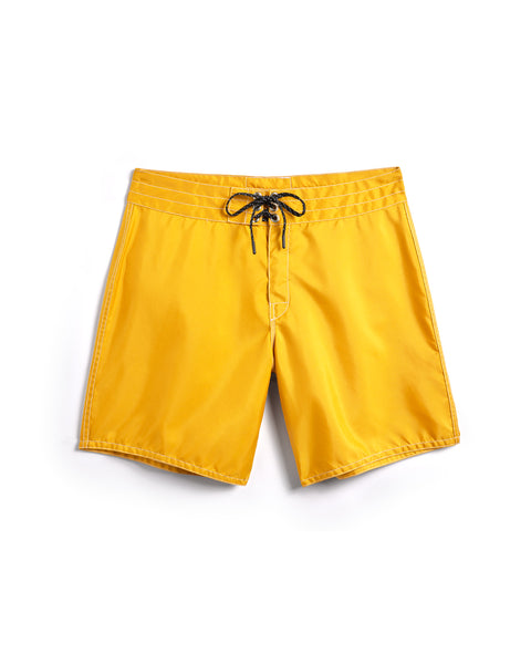Front of the 300 Boardshorts in Yellow. Black drawcord with nickel-plated grommets.