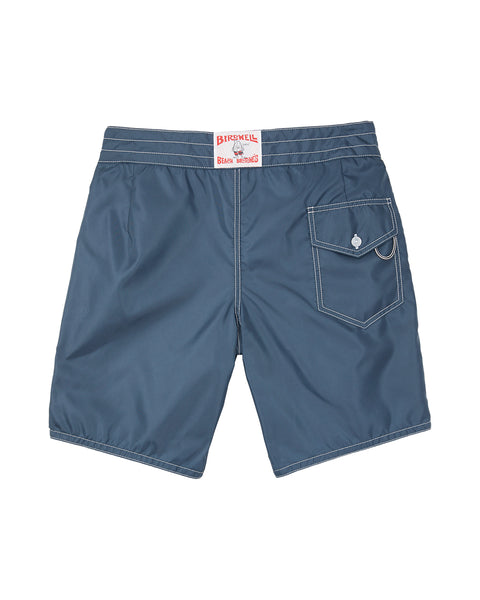 Back of the 311 Boardshorts in Navy. Back pocket on right side with button closure and key loop. License Plate Label with Birdwell Logo on waistband