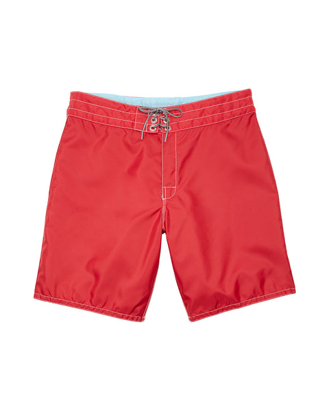 Front of the 311 Boardshorts in Red. Drawcord with nickel-plated grommets.