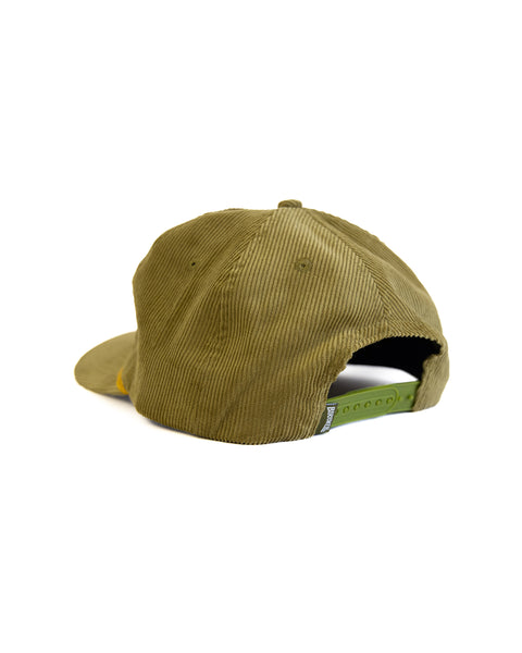 Green corduroy cap on a white background