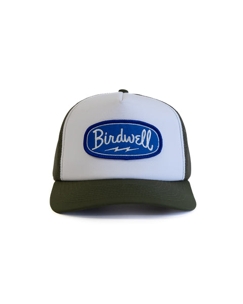 Trucker hat with 'Birdwell' logo on a white background