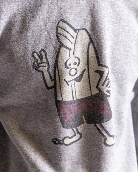 Gray t-shirt with a birdie on a plain background