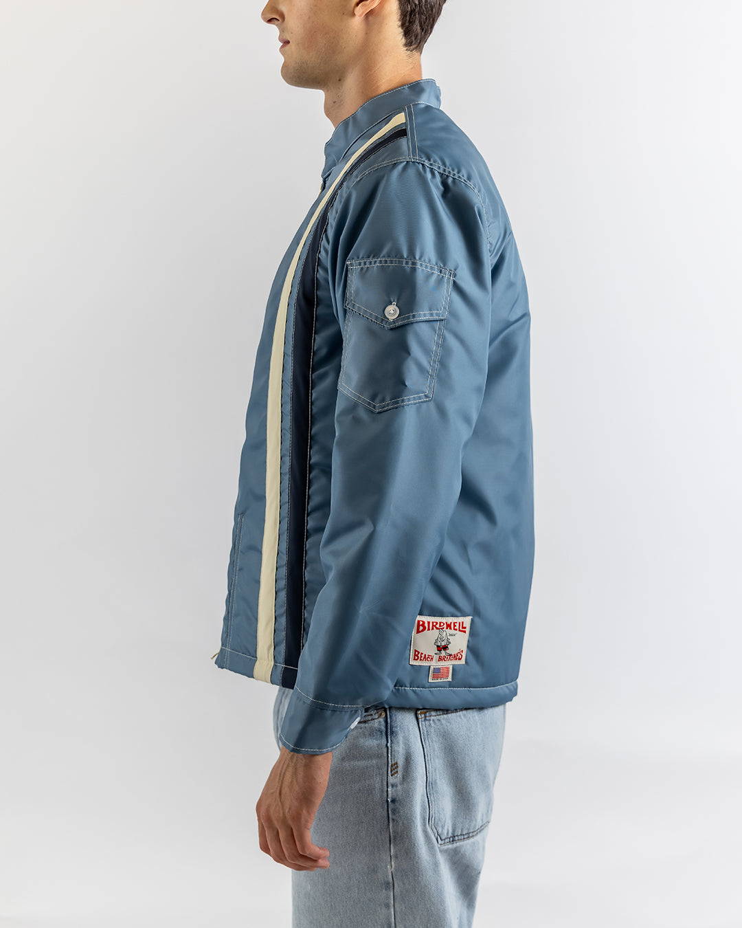 Quilt Lined Racing Jacket - Federal Blue/Bone/Navy – Birdwell