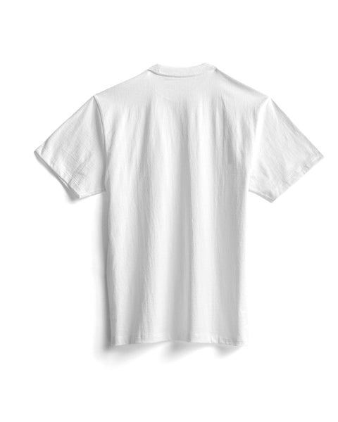 The High Tee Pocket - Vintage White, a 100% cotton short-sleeve t-shirt with a pocket, is laid flat on a white background and photographed from the back.