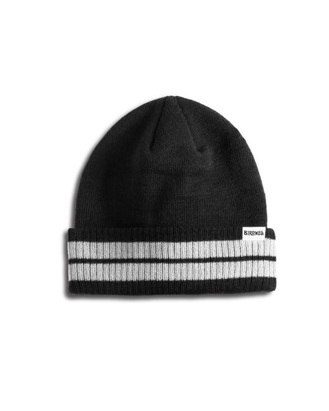 Front of Comp Stripe Beanie in Black