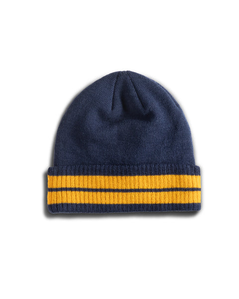 Back of Comp Stripe Beanie in Navy