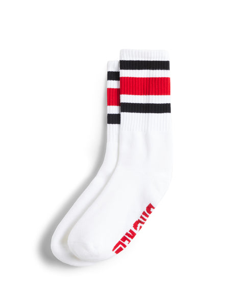 Comp Stripe Socks - White & Red