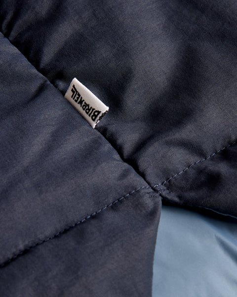 Detail of Birdwell tag on Fireside Jacket in Navy
